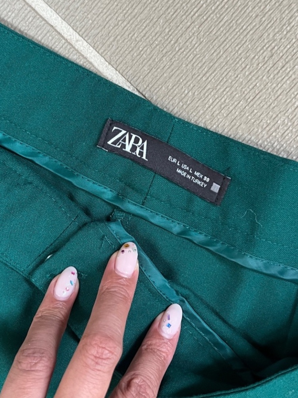 Zara Teal Wide-Leg High-Waist Pants - Picture 4 of 7